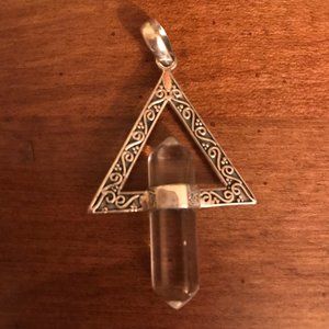 Handcrafted silver and pointed crystal amulet